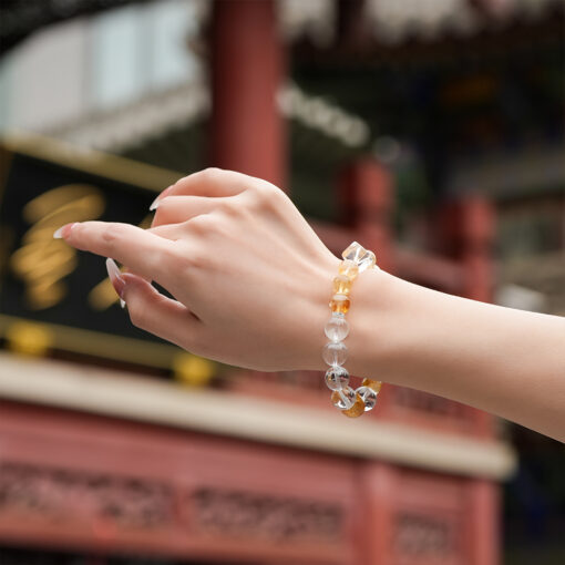 Yellow Tower Crystal & Clear Quartz Sugar Cube Bracelet