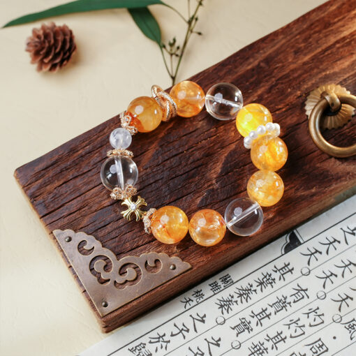 Yellow Garden Quartz & Clear Quartz Bracelet