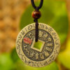 Nine-Character Mantra & Ziwei Hui Brass Pendant | Minimalist Cultural Style