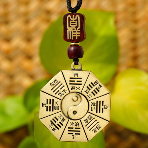 Taiji Bagua Brass Pendant | Sandalwood Auspicious Style