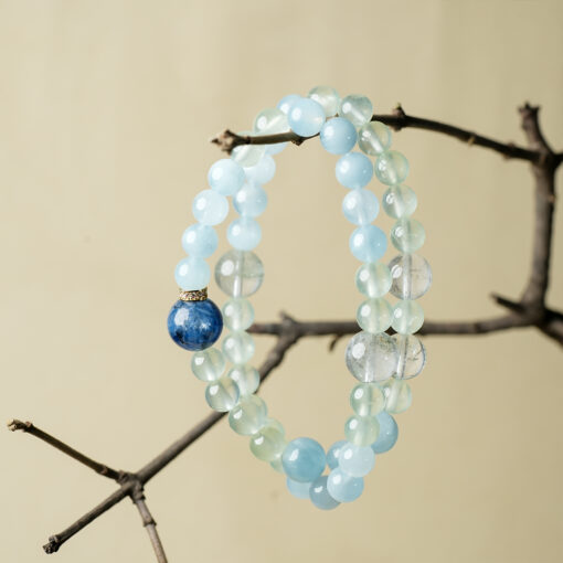 Prehnite, Aquamarine, Green Phantom Quartz & Blue Crystal Bracelet | Career-Minded Crystal Style