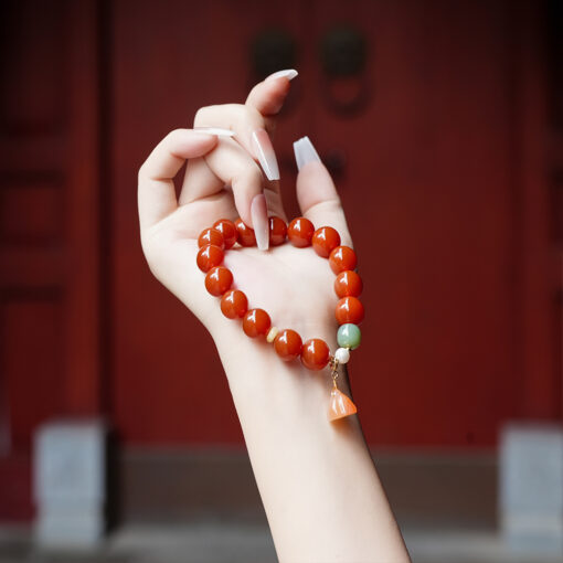 Red Agate Bracelet with Hetian Jade | Emotional Steadiness Crystal Style