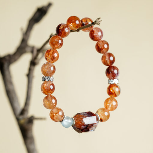 Red Garden Quartz & Aquamarine Bracelet | Positive Intention Crystal Style