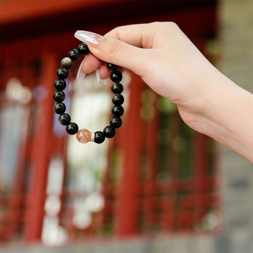 Silver Obsidian & Black-Gold Super Seven Bracelet | Grounded Balance Crystal Style