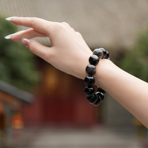 Silver Obsidian Men’s Bracelet | Abundance-Inspired Crystal Style