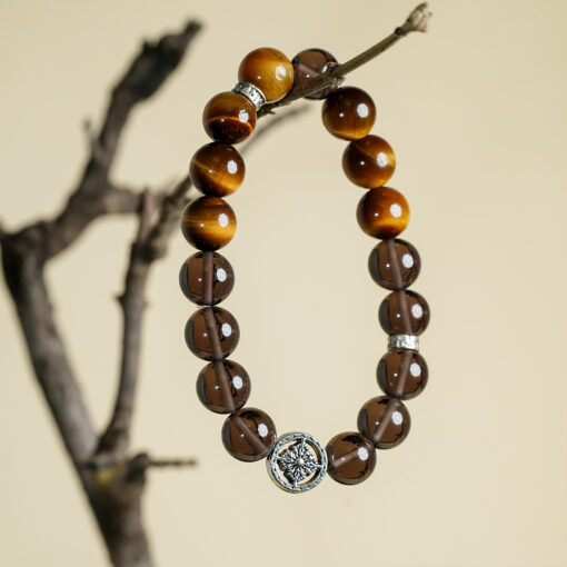 Smoky Quartz & Yellow Tiger Eye Men’s Bracelet | Grounding Crystal Style