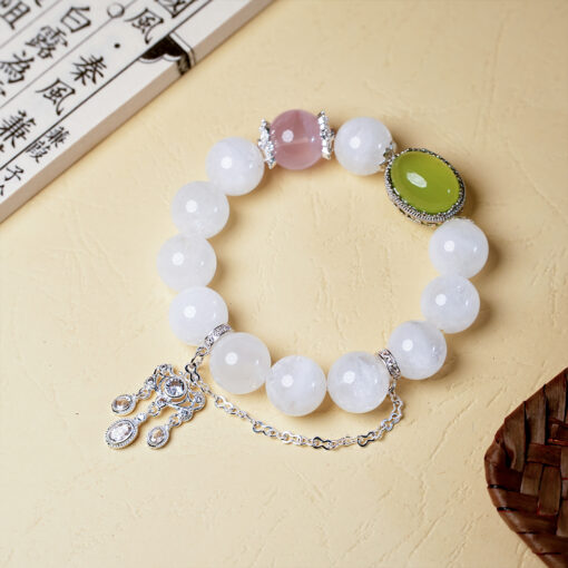 White Phantom Quartz, Rose Quartz & Green Chalcedony Bracelet | Confidence Crystal Style