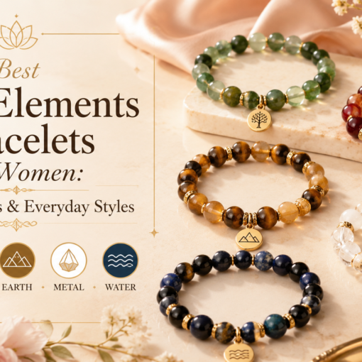 Best Five Elements bracelets for women featuring Wood Fire Earth Metal and Water crystal colors and natural stones