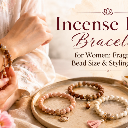 Incense bead bracelets for women in different bead sizes with warm aromatic materials and elegant everyday styling