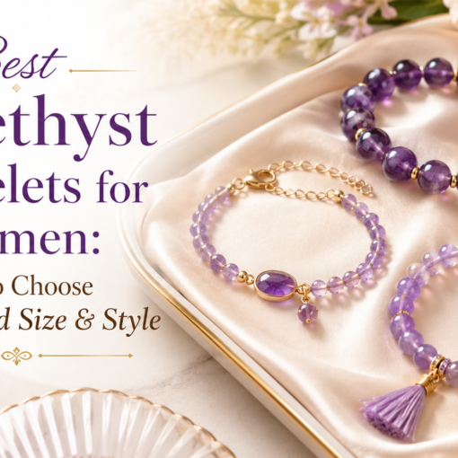 Best amethyst bracelets for women featuring lavender and deep purple natural stone beads in different sizes