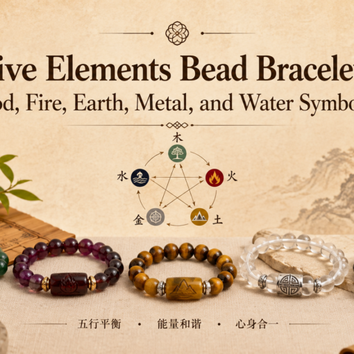Five Elements Bead Bracelets: Wood, Fire, Earth, Metal & Water