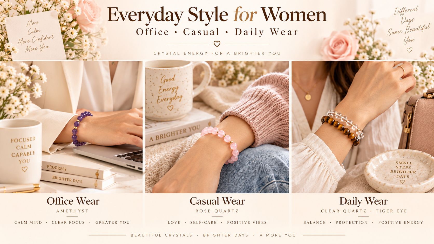 Elegant crystal bracelets for women styled for office casual and everyday wear