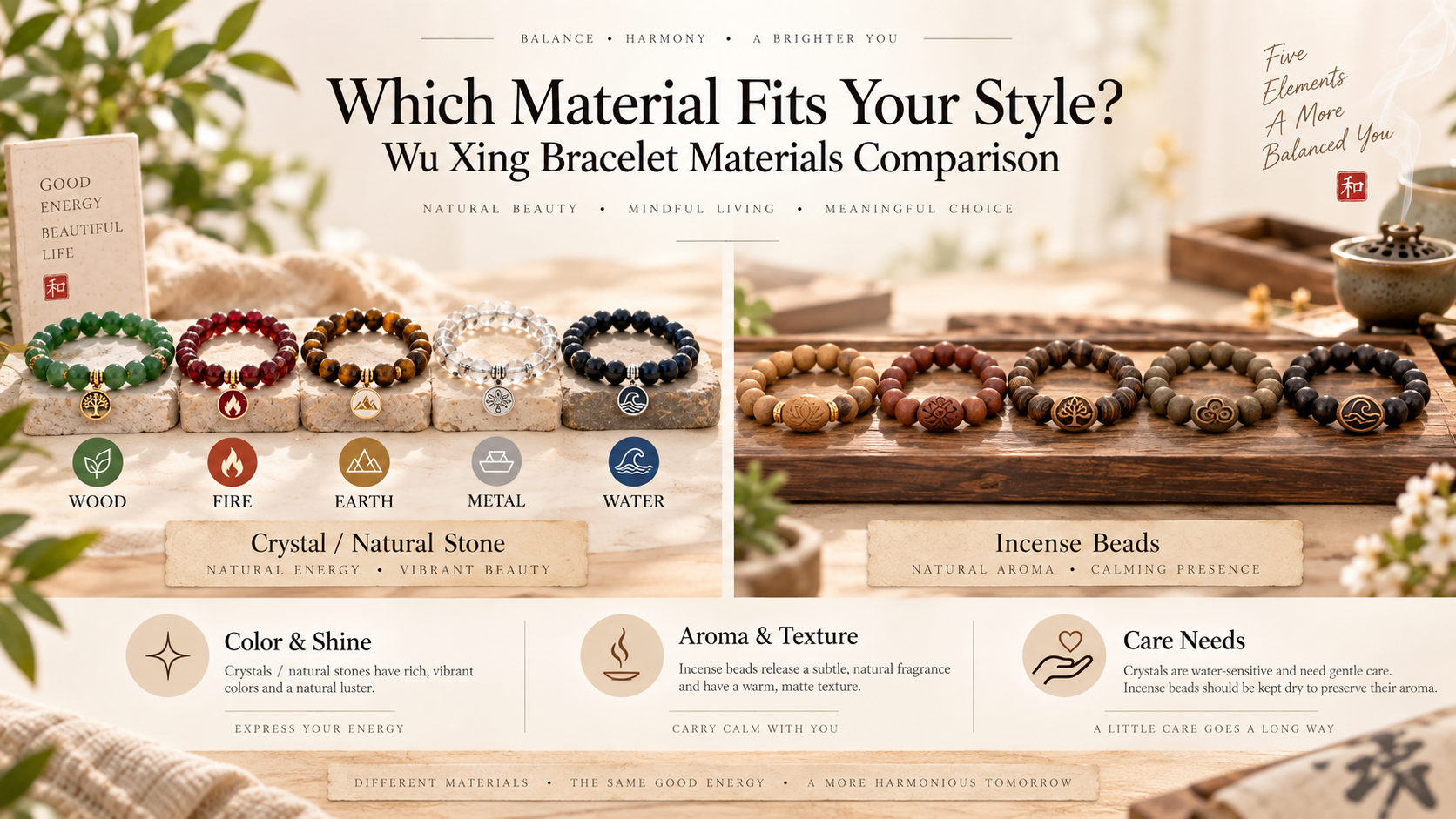 Wu Xing bracelet bead size wrist fit and everyday style guide comparing 6mm 8mm 10mm and larger beads